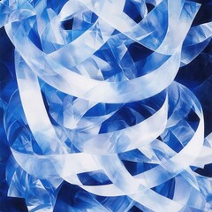Abstract Blue and White Ribbon Swirl Dynamic Texture and Movement