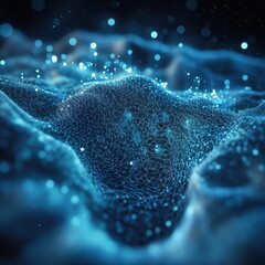 Abstract Blue Digital Wave Network - Futuristic Technology Background
