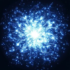 Abstract Blue Energy Burst Glowing Light Trails and Sparks