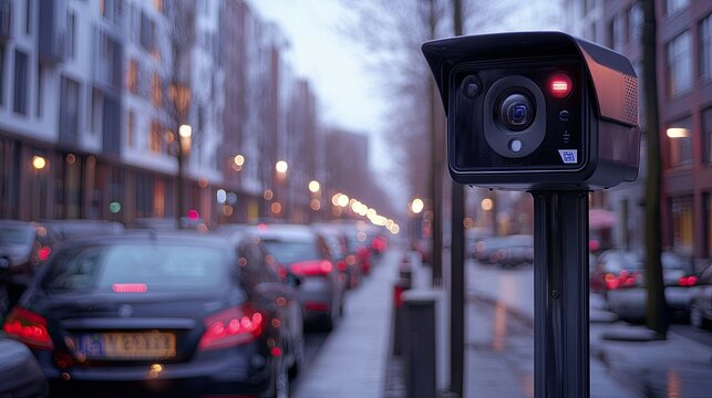 Automated car license plate recognition system installed in an urban environment, ensuring security and safety