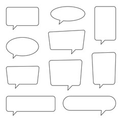 Collection of line speech bubble, ounline speech balloon, chat bubble.