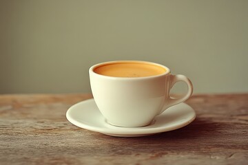 Obraz premium Enjoying a warm cup of coffee on a rustic wooden table in a cozy setting