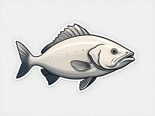 Fototapeta premium A fish sticker on a plain white background, showcasing vibrant details and a playful design.