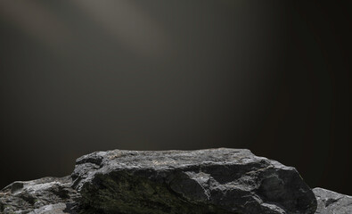 Rock, Black Stone Podium stand display advertising jewelry product, cosmetics with Studio Dark...