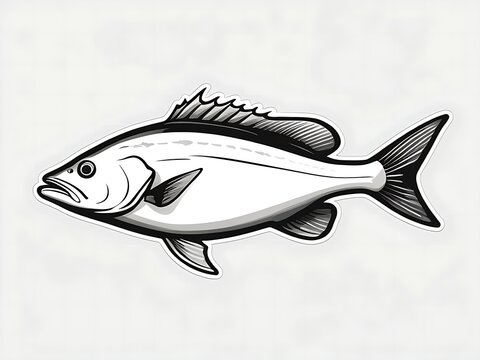 A whimsical fish sticker displayed on a white background.