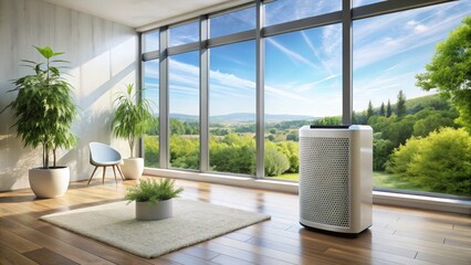 Smart Window Air Purifier: Panoramic Minimalist Design, Clean Air Solution, Modern Home Tech