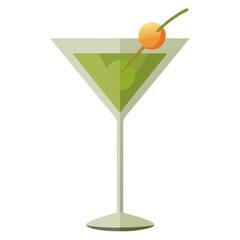 martini glass with olive garnish