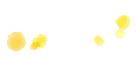 黄色とオレンジの花びら舞い散るような水彩の滲んだドットあしらいイラスト
