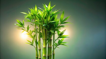 Obraz premium Surreal Bamboo Plant Photography: Isolated Magical Green Bamboo Shoots Background