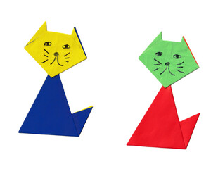 색종이 고양이 두 마리