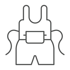 Apron with pocket thin line icon, cooking food concept. Vector graphics. Kitchen apron, work clothes sign on white background, outline style icon for mobile or web design.