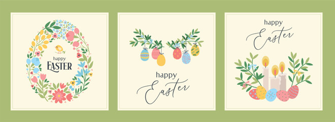 Collection of Happy Easter Greeting Cards.