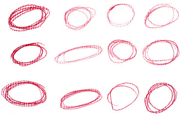 Set of red highlight circles on transparent background cut out design elements