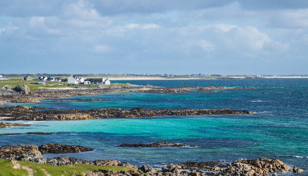 View from Hynish looking towards Crossapol, Isle of Tiree, Inner Hebrides, Scotland