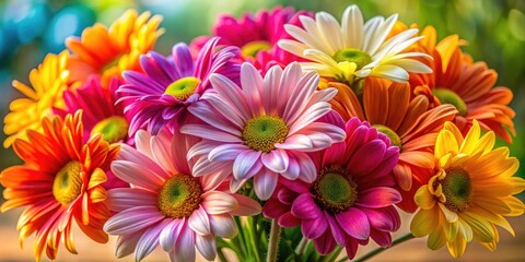 Vibrant Daisy Bouquet: Colorful Flower Photography, Close-up Daisy Images, Spring Floral Arrangements, Daisy Bloom Pictures, Colorful Flower Photography