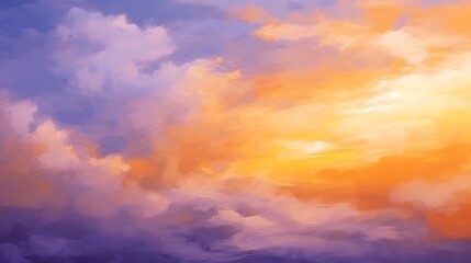 Obraz premium Painted Sunset Sky with Purple and Orange Clouds