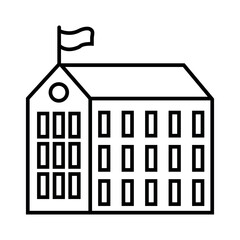 School building line icon, outline style school building icon vector in trendy flat style illustration isolated on white background.