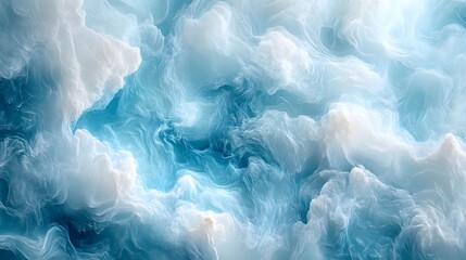 Fototapeta premium An aerial view of fluffy white clouds with a blue sky background creating a calming atmosphere scene