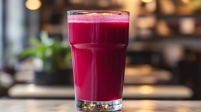 Turkish algam Suyu Fermented Turnip Juice a tall glass high key lighting accentuating deep ruby red color minimalist modern Turkish caf setting