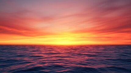 Fototapeta premium Sunset over the ocean scenic view with vibrant sky and dramatic dusk concept. Stunning sunset over a tranquil ocean with vibrant colors.