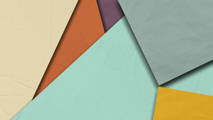 A modern abstract background featuring layered, folded paper textures in earthy and pastel tones. The overlapping geometric shapes create depth, contrast, and a handcrafted artistic feel.