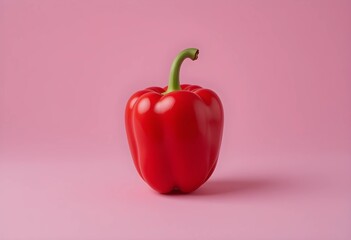 Fresh red bell peppers on a pink background. Ingredients cooking with copy space. 