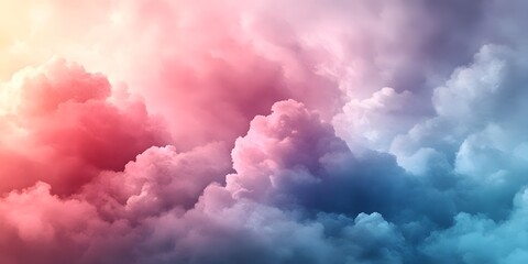 Fototapeta premium A dreamy cloudscape with vibrant colors transitioning from warm reds to cool blues and soft pastel shades