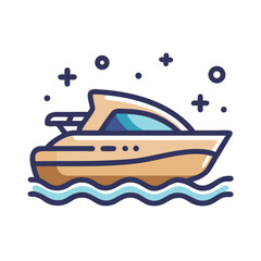 Fototapeta premium Speedboat flat cartoon icon