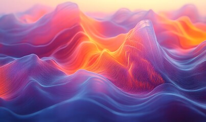 Obraz premium Abstract landscape with colorful hills and mountains in shades of orange pink blue and purple hues