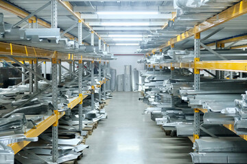 A warehouse with car spare parts. Storage, sale of auto parts, warehouse.

