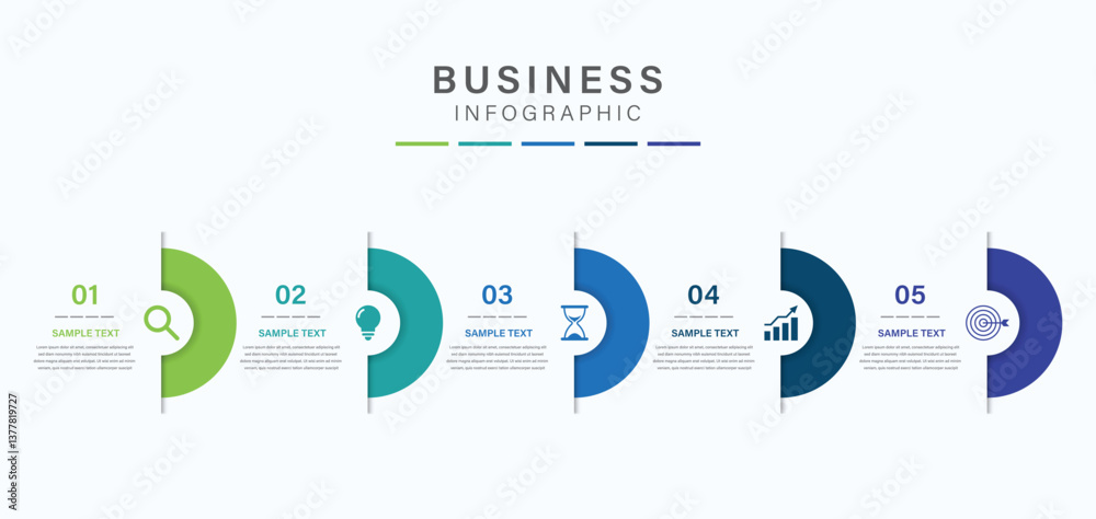 Wall mural vector infographic label design with circle infographic template design and 5 options or steps. can 