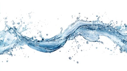 Obraz premium Splashing Water Wave with Drops on White Background in Motion
