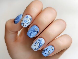 Creative sky blue nail art ethereal studio tutorial and artistic showcase