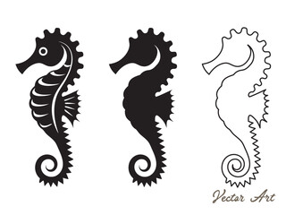 Seahorse vector silhouette an white background 