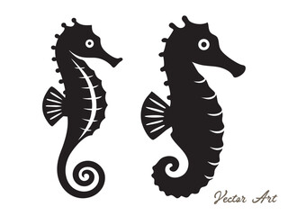 Obraz premium Seahorse vector silhouette an white background 