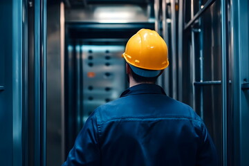 Construction Worker Safety Helmet Elevator Environment Maintenance Procedures