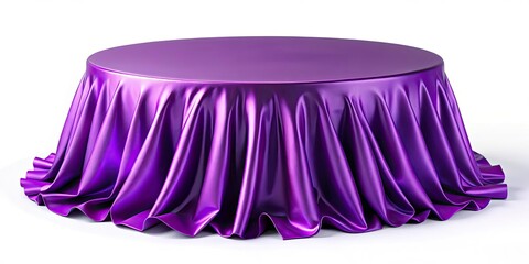 Purple Fabric Product Podium, 3D Round Display,  Studio Photography, Isolated White Background, Mockup, Drapery, Presentation,  Showcase, Rendering, Product Photography, Advertising