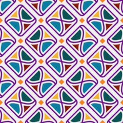 Vibrant Geometric Elegance A Seamless, Colorful Pattern with Artistic Symmetry, Inspired by Traditional and Modern Design Elements. Perfect for Home Décor, Fabric Prints, Digital Backgrounds, and Styl