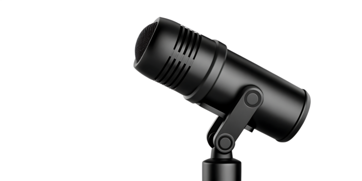 black studio microphone modern mic isolated on white background PNG. GENERATIVE AI - Powered by Adobe