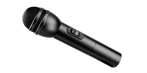 black studio microphone modern mic isolated on white background PNG. GENERATIVE AI