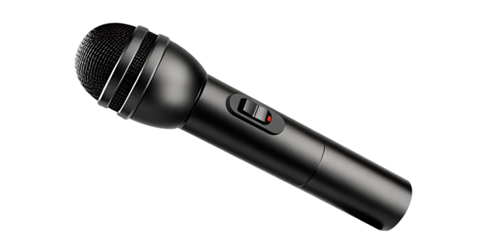 black studio microphone modern mic isolated on white background PNG. GENERATIVE AI - Powered by Adobe