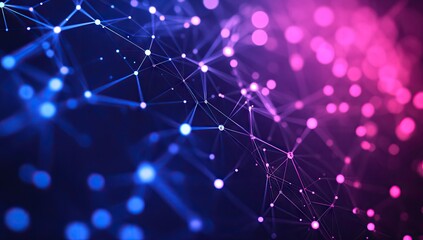 Abstract network of interconnected nodes and lines, vibrant gradient colors