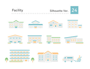 Illustrations of various facility buildings