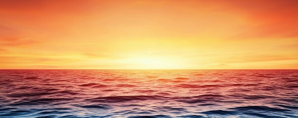 Obraz premium Sunset over the ocean scenic view with vibrant sky and dramatic dusk concept. Stunning sunset over a calm ocean, perfect for relaxation.