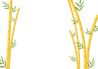 Yellow bamboo zen meadow nature border frame flat illustration