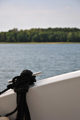 sailing on lake, boat deck