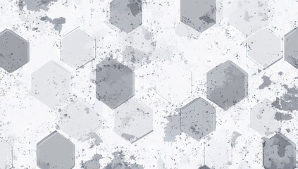 Abstract grey hexagons on a textured white background