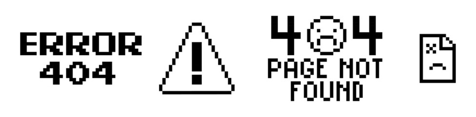 pixel error message icon set vector illustration
