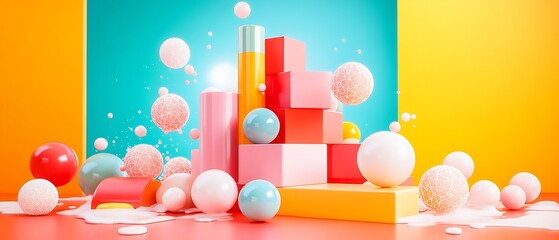 Fototapeta premium Colorful 3D spheres blocks.