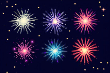 Fototapeta premium Colorful fireworks bursting in the night sky 